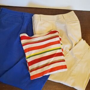 Lot‎ of 3/2 Talbots Crop Pants Womens Size 16 Stretch & 1-XL Petite Stripe Shirt